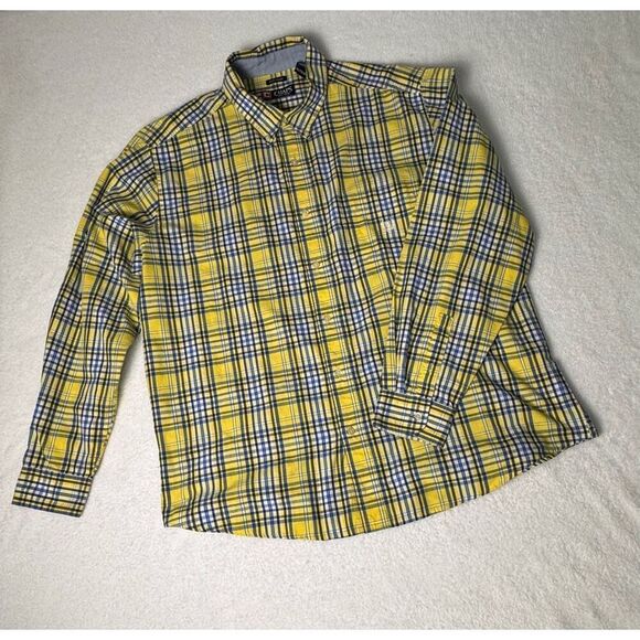 Chaps Mens Easy Care Yellow Plaid Shirt, Size XXL - Picture 1 of 10